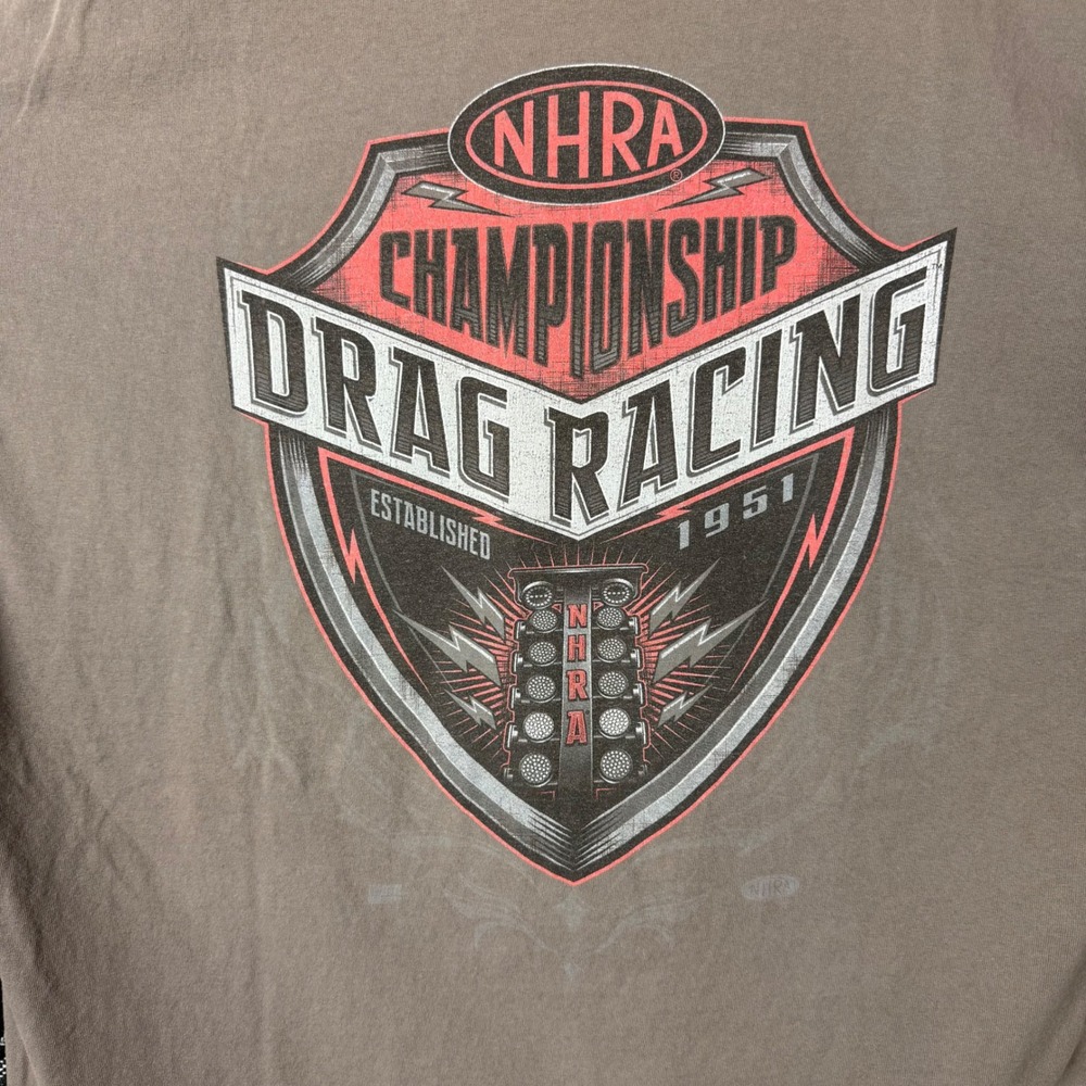 NHRA Championship Drag Racing T-Shirt 2XL Brown Distressed Graphic Tee 27x29